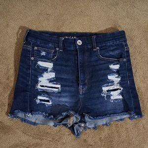 AEO Curvy High Rise Distressed Jean Shorts Sz 8